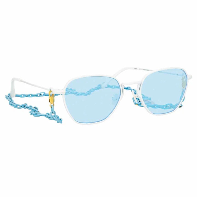 Alessandra Rich x Linda Farrow White Blue Women’s Sunglasses AR1C7SUN