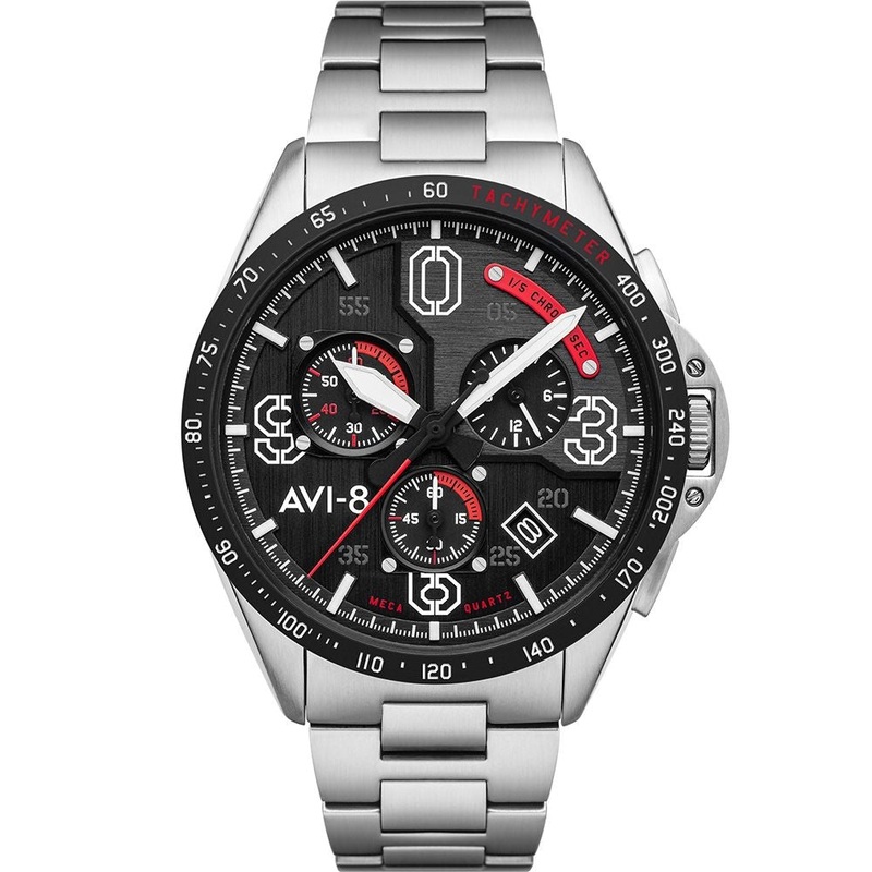 AVI-8 Men’s Black P-51 Mustang Chronograph Watch AV-4077-11