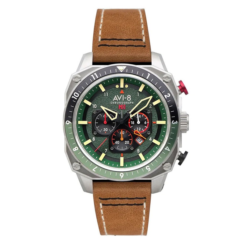 AVI-8 Hawker Hunter Atlas Green Brown Men’s Chronograph Watch AV-4100-01