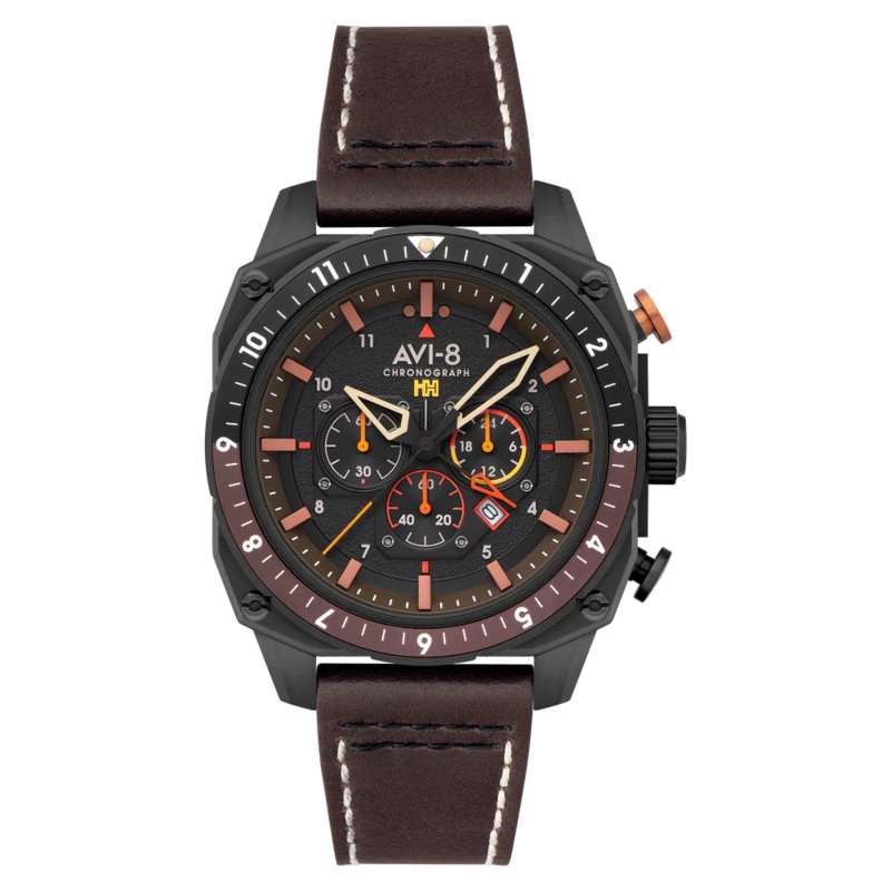 AVI-8 Hawker Hunter Atlas Men’s Black Brown Chronograph Watch AV-4100-08