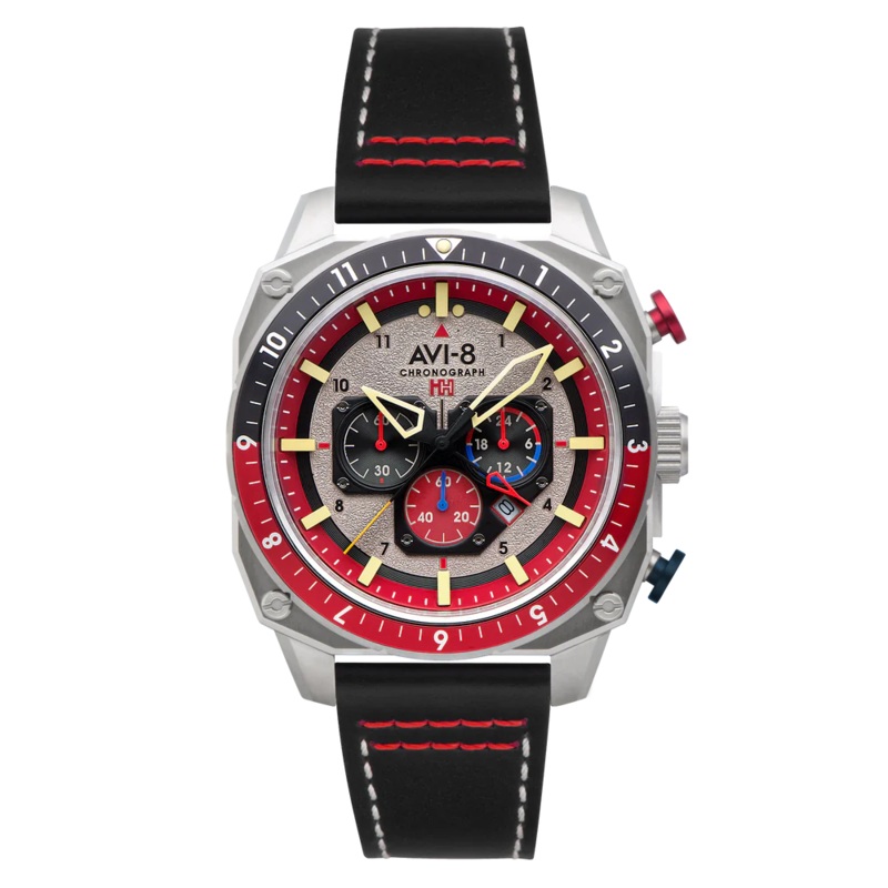 AVI-8 Hawker Hunter Atlas Men’s Black Red Chronograph Watch AV-4100-03