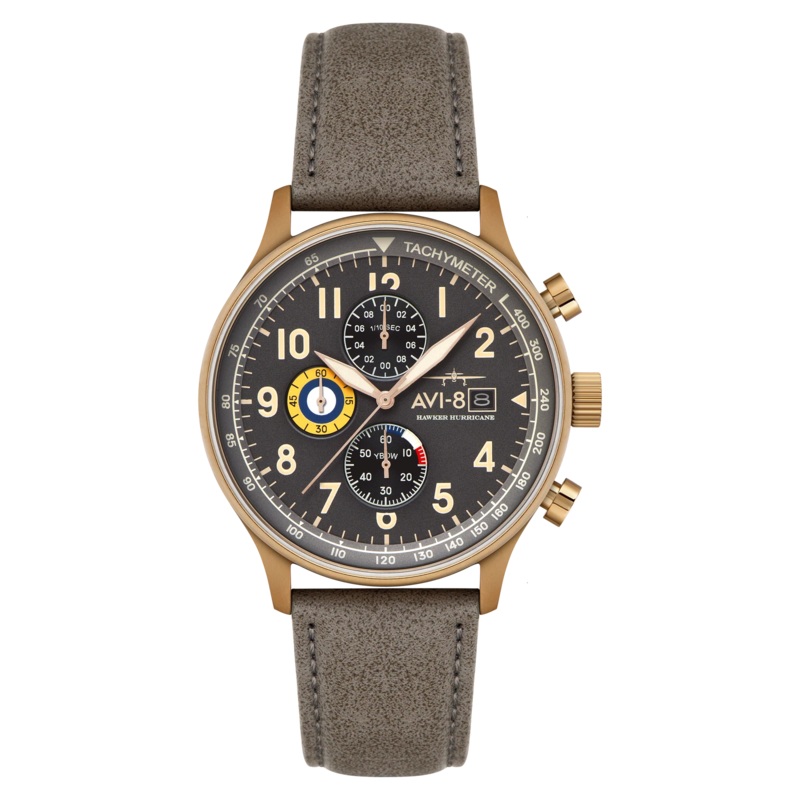 AVI-8 Hawker Hurricane Men’s Gold Grey Chronograph Watch AV-4011-0P