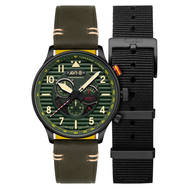 AVI-8 Watch Flyboy Spirit Of Tuskegee Green Mens AV-4109-04