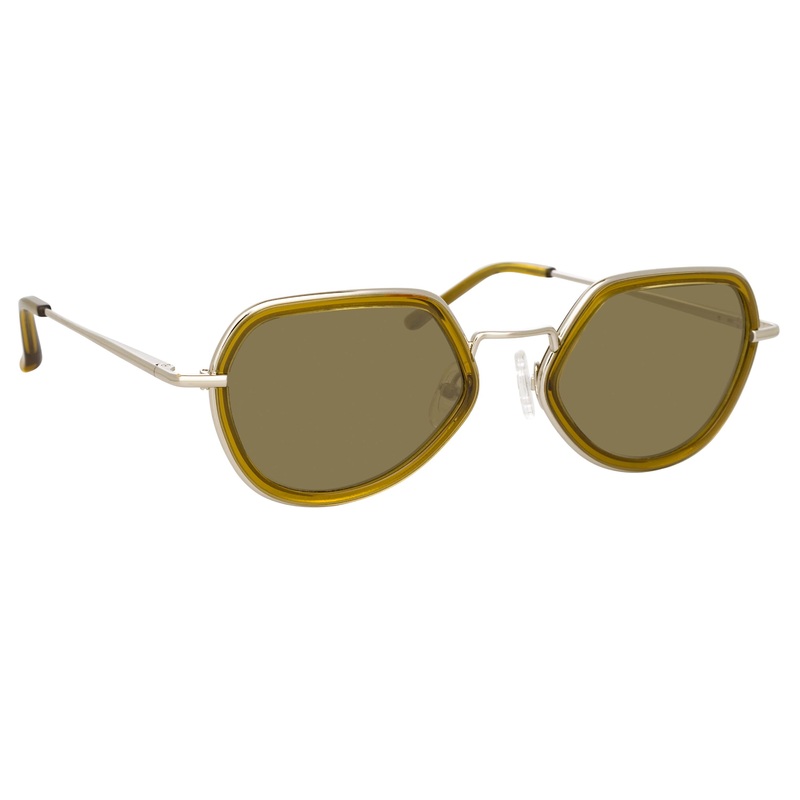 Dries Van Noten Men’s Angular Khaki Sunglasses DVN186C6SUN