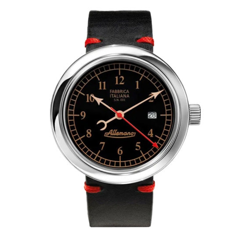 Allemano Day A 1919 Men’s Black Polished Watch DAY-A1919-NP-L-B-N
