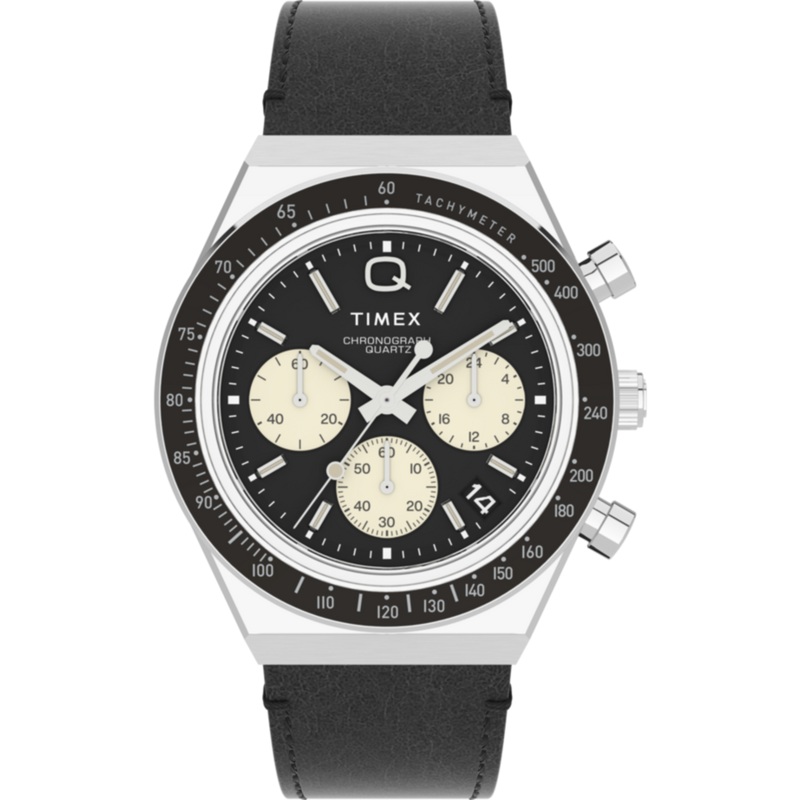 Q Timex Chronograph 40mm Leather Strap Watch TW2V42700