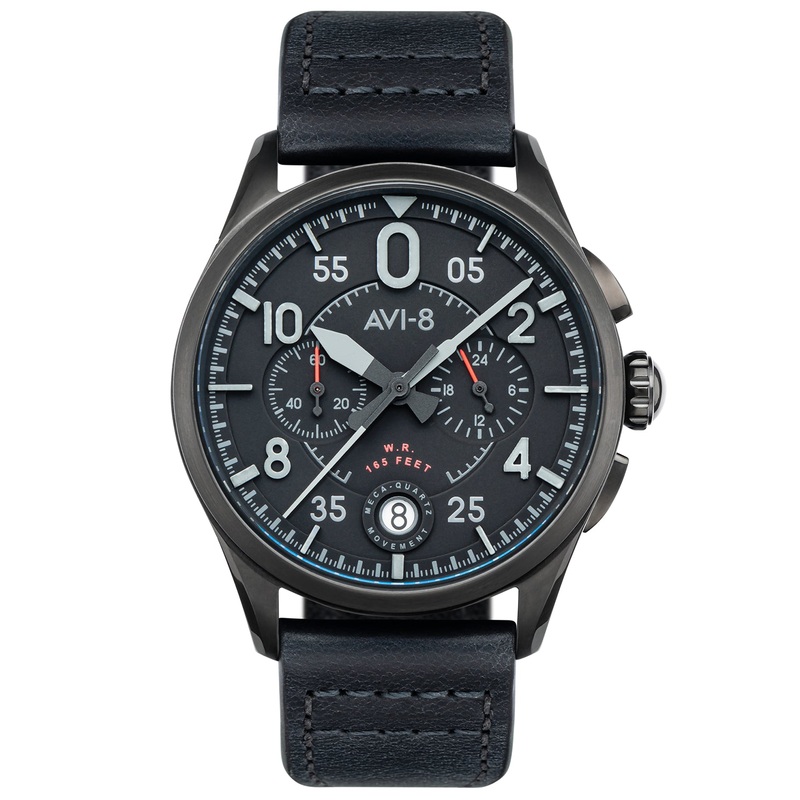 AVI-8 Spitfire Lock Slate Black Men’s Chronograph Watch AV-4089-03