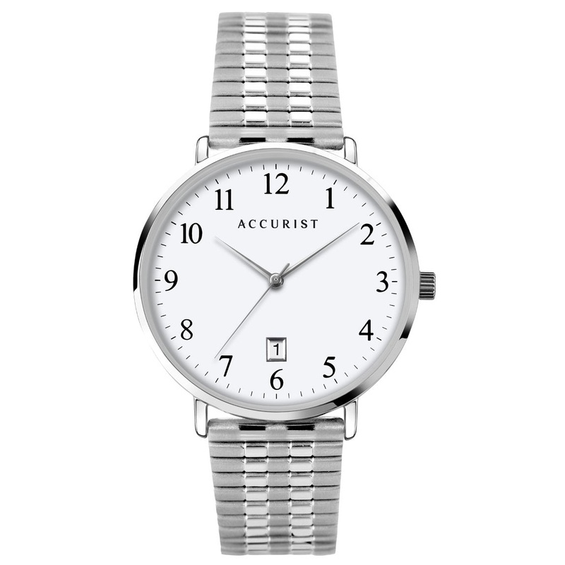 Accurist 7371 Mens White Classic Watch