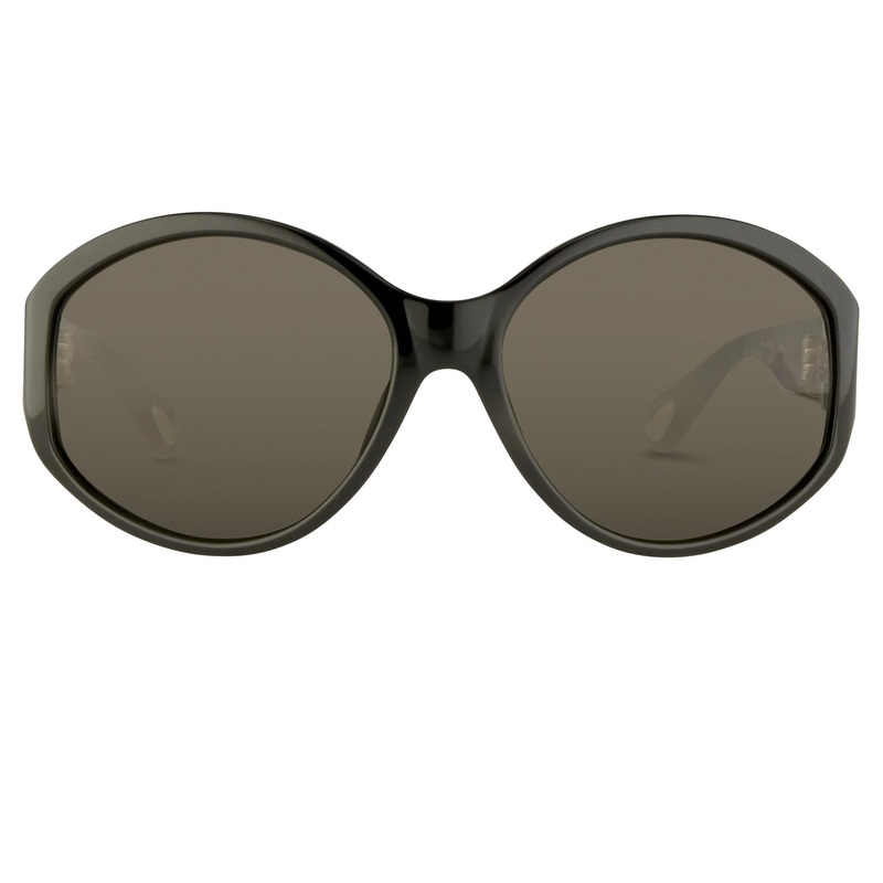 Ann Demeulemeester Ladies Sunglasses Oversized Black and Grey AD6C1SUN