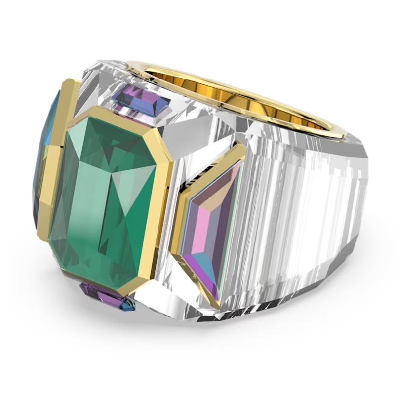 Swarovski Chroma Cocktail Ring Green and Gold