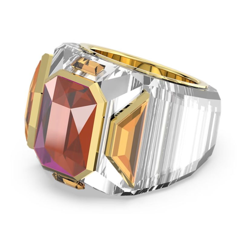 Swarovski Chroma Cocktail Ring Pink and Gold