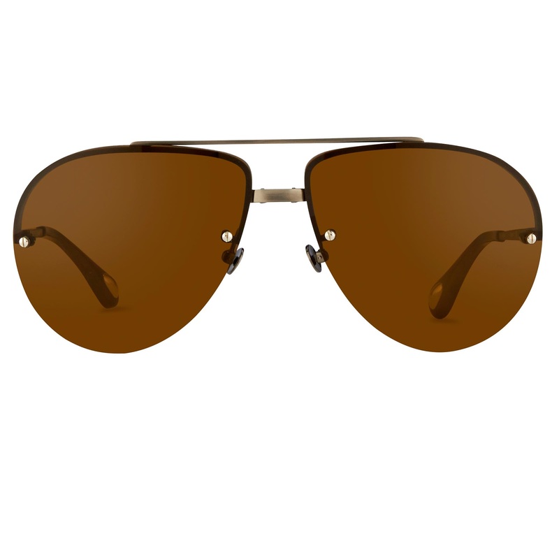 Ann Demeulemeester Men’s Sunglasses White Gold and Brown AD13C3SUN