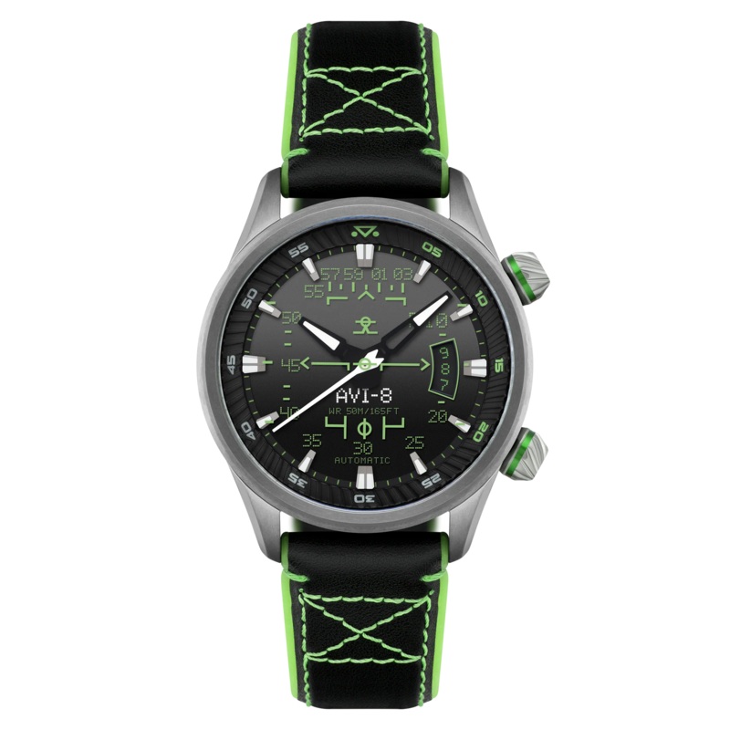 AVI-8 Hawker Harrier HUD Men’s Black Green Automatic Watch AV-4117-02