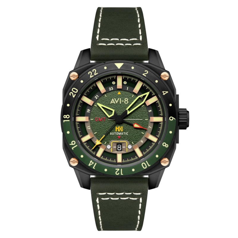 AVI-8 Hawker Hunter Atlas GMT Automatic Green Watch AV-4122-03
