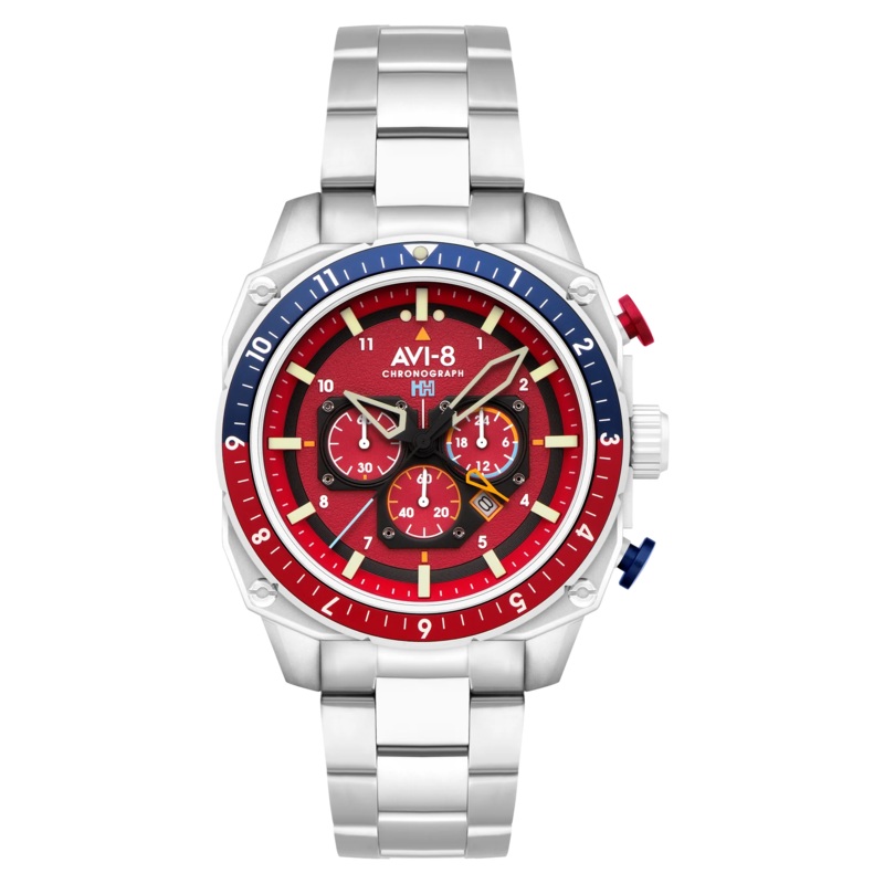 AVI-8 Hawker Hunter Atlas Men’s Red Dual Time Watch AV-4100-22