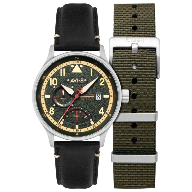 AVI-8 Hawker Hurricane McKellar Men’s Green Dual Time Watch AV-4101-0A