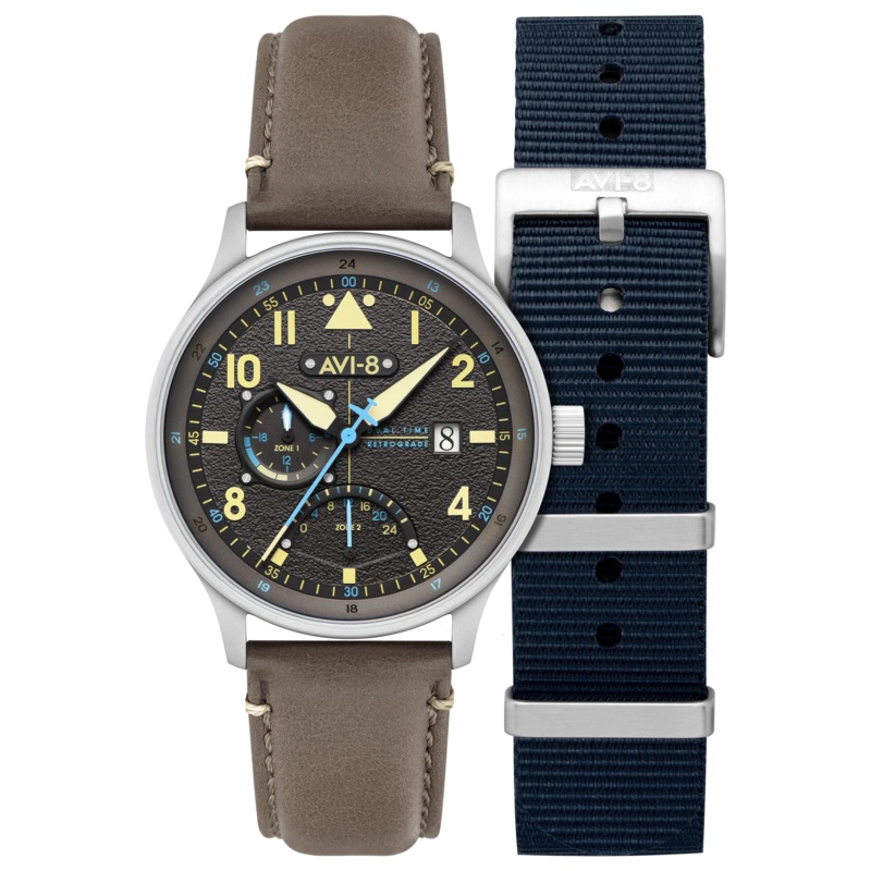 AVI-8 Hawker Hurricane McKellar Men’s Grey Dual Time Watch AV-4101-09