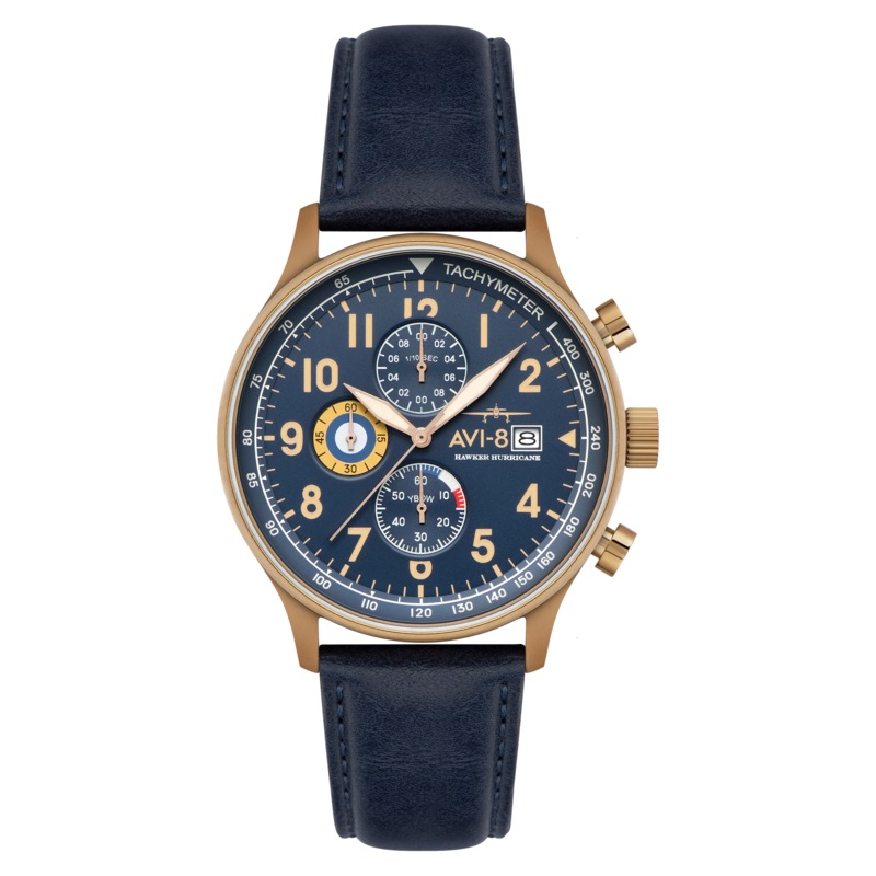 AVI-8 Hawker Hurricane Men’s Blue Gold Chronograph Watch AV-4011-0Q