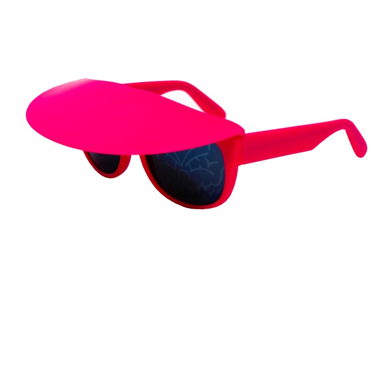 Bernhard Willhelm Sunglasses Unisex Pink Visor Blue Mirror Lenses Cat 3