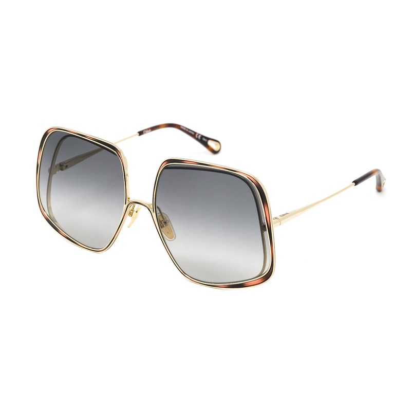 Chlo Women’s Sunglasses Hanah Oversized Square Tortoise/Gold CH0035S-001 62