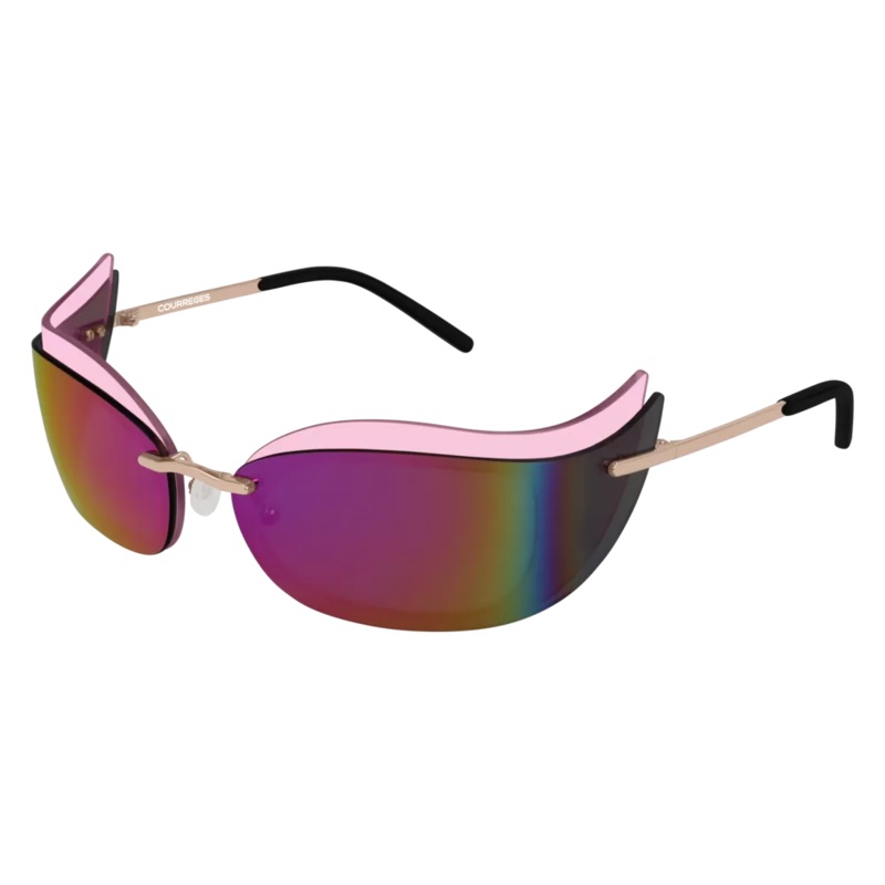 Courrges Women’s Sunglasses Cat Eye Wraparound Pink/Gold CL1903-002 53