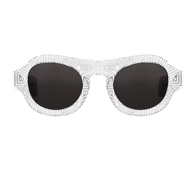 David David Sunglasses Round White and Dark Grey