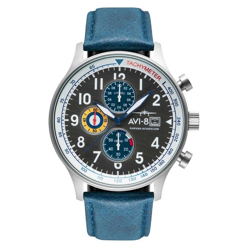 AVI-8 Hawker Hurricane Men’s Grey Blue Chronograph Watch AV-4011-0F