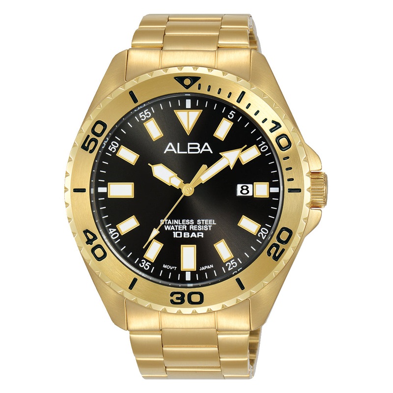 Alba Active Sports Gold Stainless Steel Mens Watch AS9Q38X