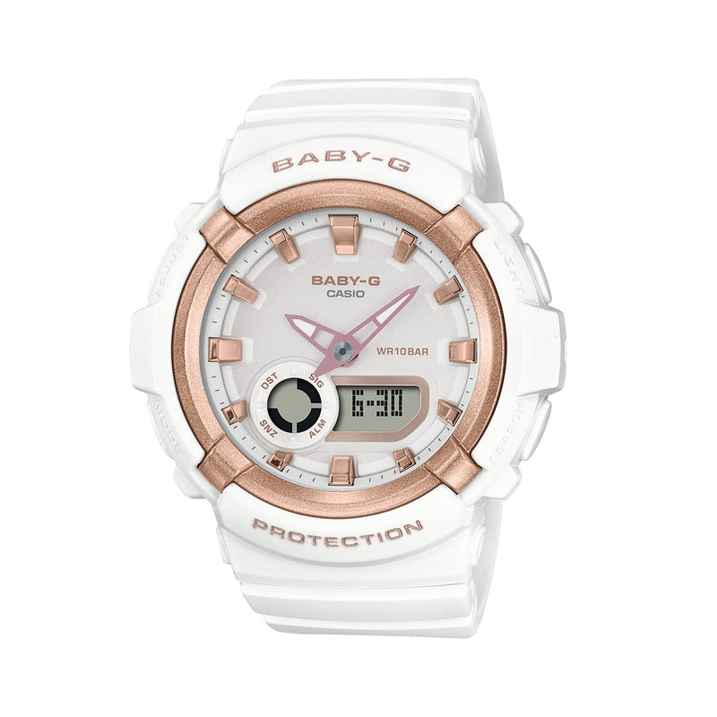 BABY-G DUO Metallic Accents White Resin Band Watch BGA280BA-7A