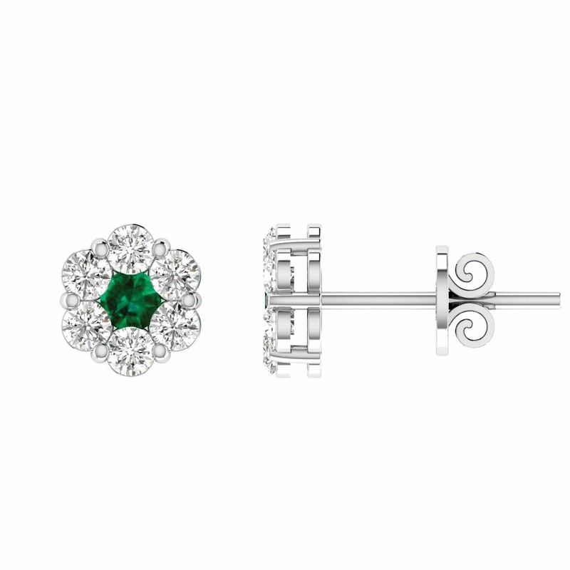 Emerald Diamond Stud Earrings With 0.53ct Diamonds In 9K White Gold