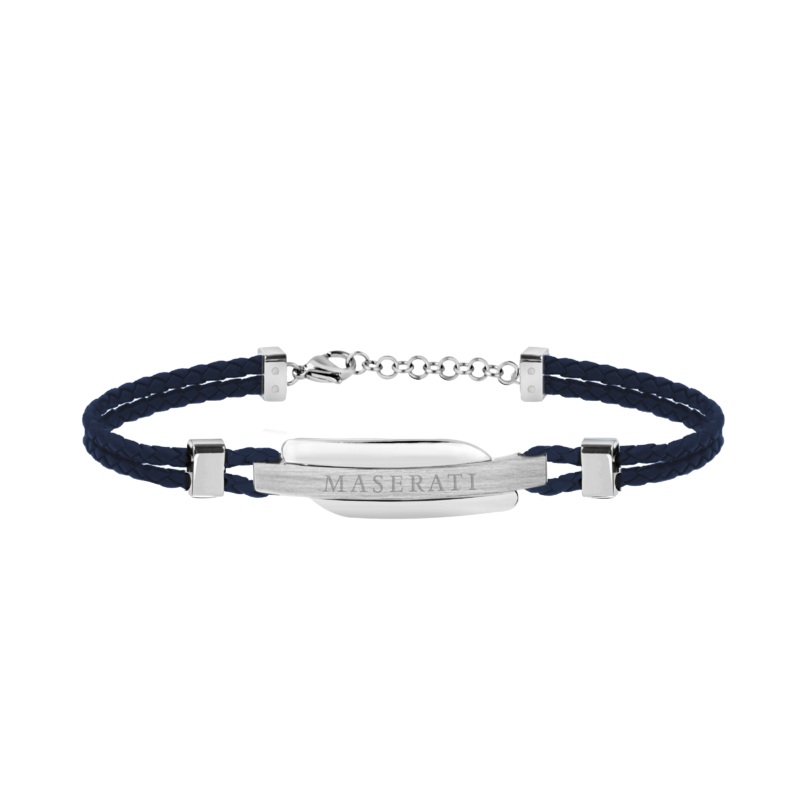 Maserati Signature Men’s Blue Leather Bracelet