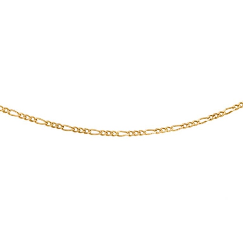 9K Yellow Gold 30 Diamond Cut Figaro 3+1 Necklace 45cm