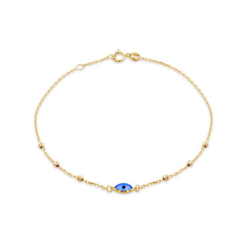 9K Yellow Gold Evil Eye Dc Ball Bracelet 19cm