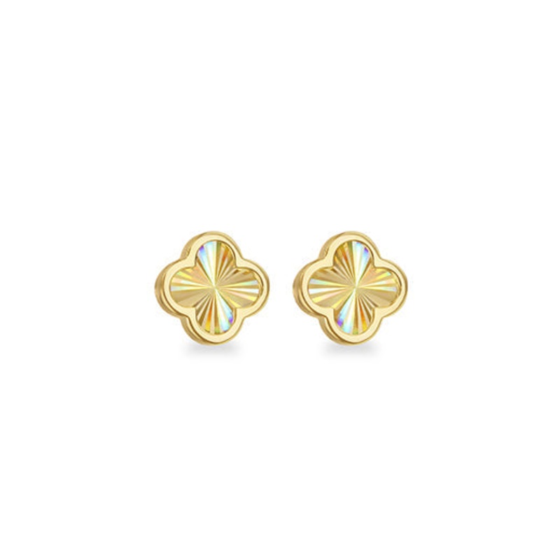 9K Yellow Gold Rainbow Petal Stud Earrings
