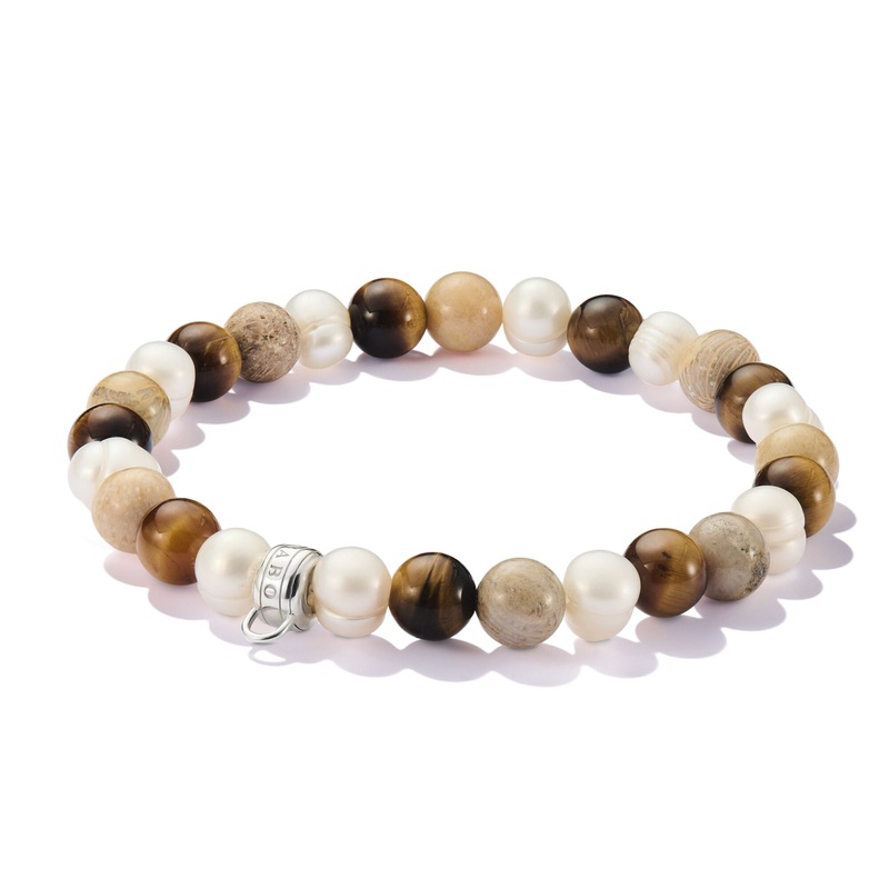 THOMAS SABO Charm Bracelet with Jasper & Tiger’s Eye Beads
