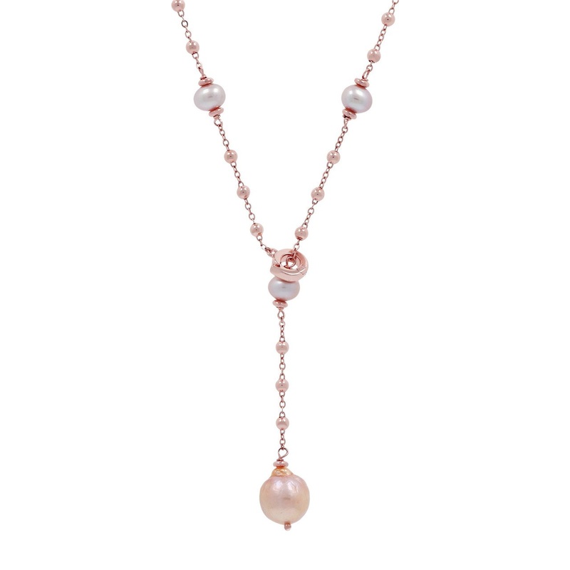 Bronzallure Pearl Lariat Necklace