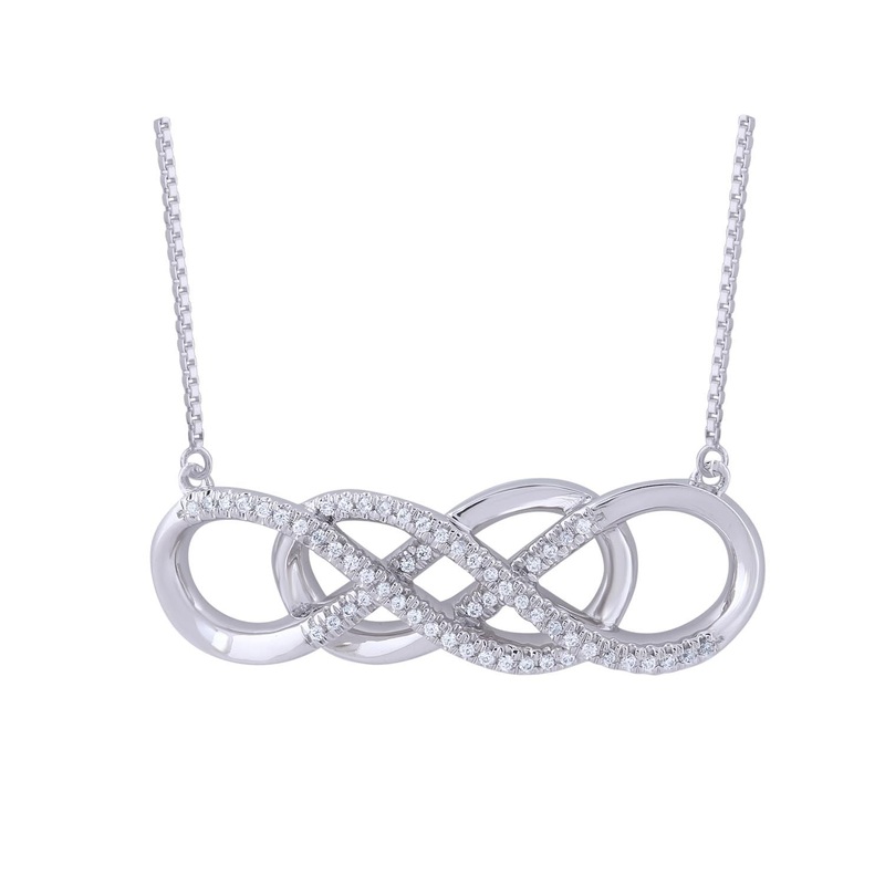 Necklace with 0.1ct Diamonds in 9K White Gold