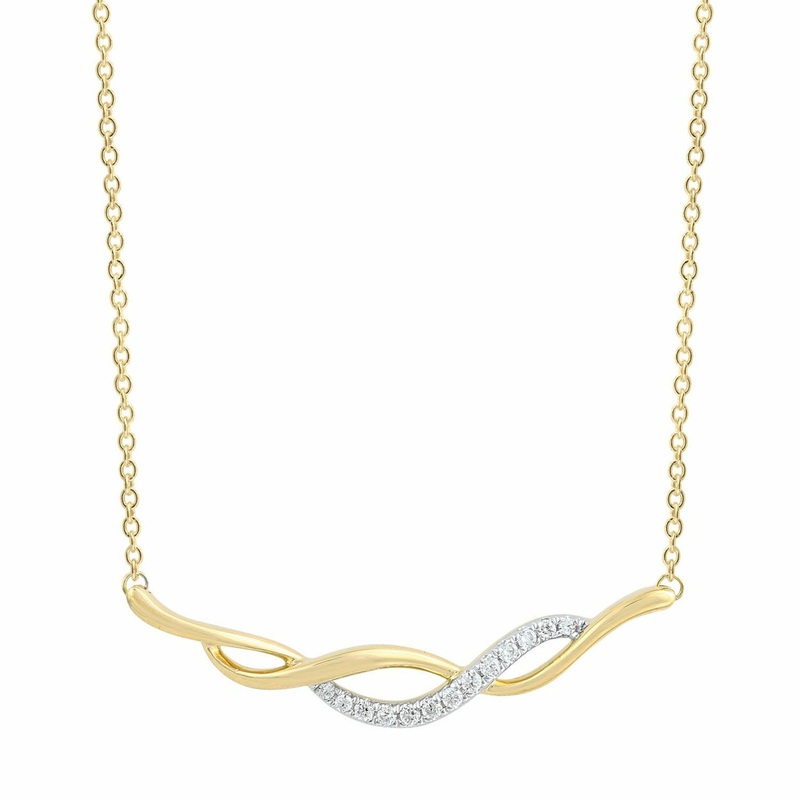 Necklace With 0.10ct Diamonds In 9K Yellow Gold