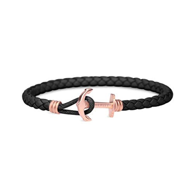 Paul Hewitt Phrep Lite Leather Rose Gold / Black Bracelet – L