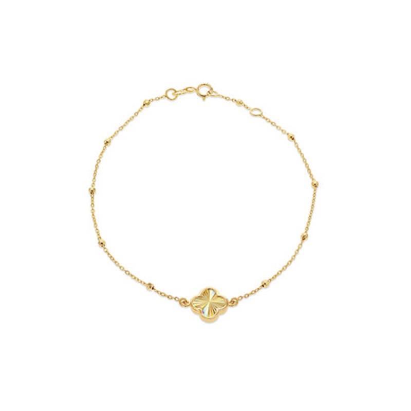 9K Yellow Gold Rainbow Petal Bracelet 17.8-19cm