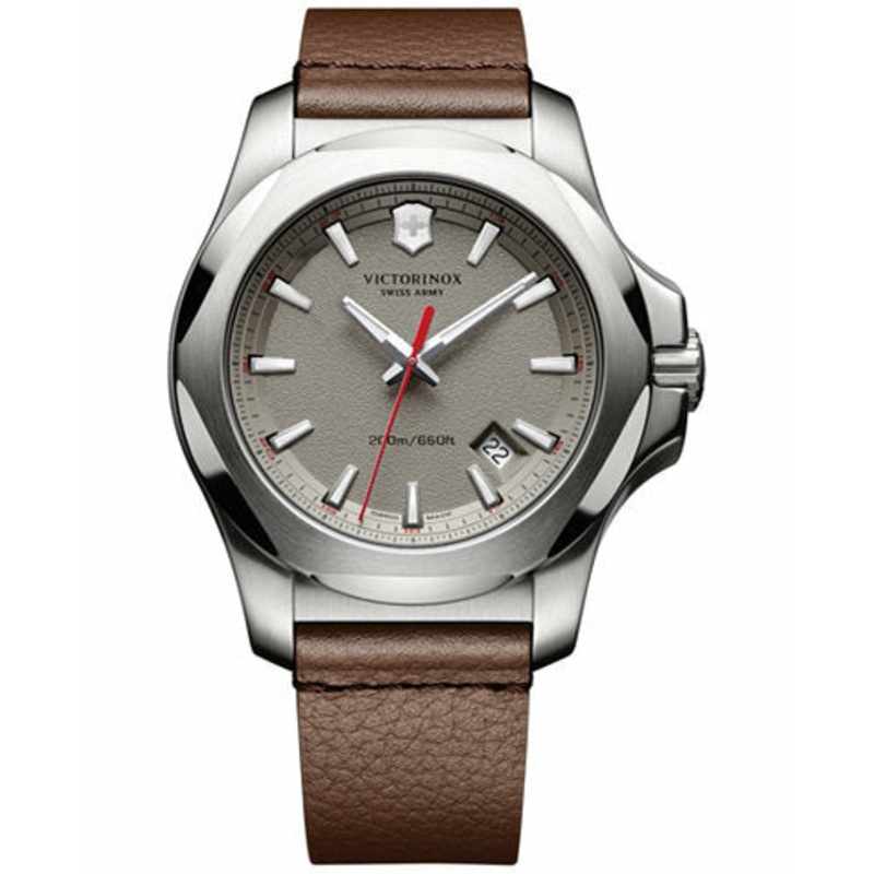 Victorinox Swiss Army Inox Leather Strap 200M Mens Watch 241738