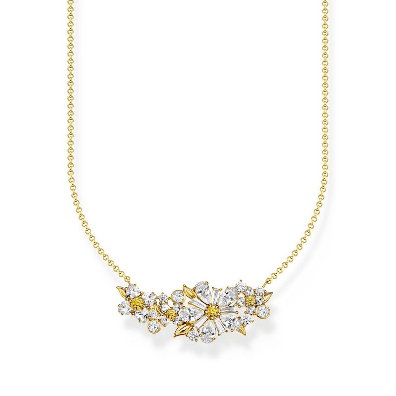 THOMAS SABO Lovely Daisy Necklace with Stones Gold