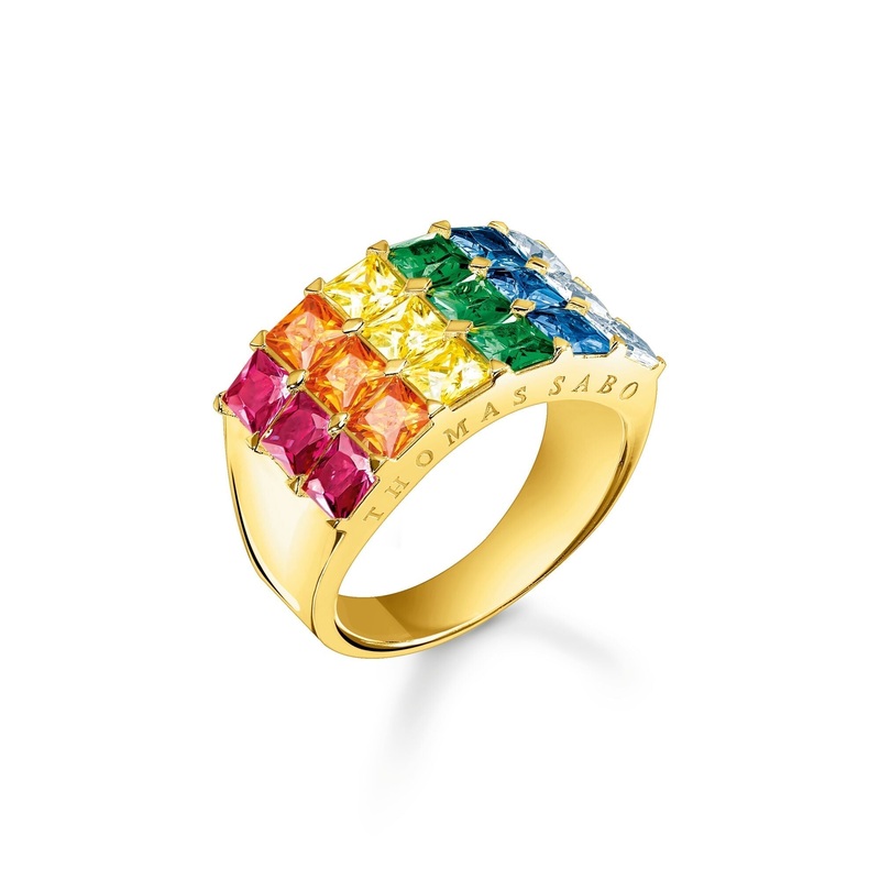 THOMAS SABO Ring colourful stones pav gold