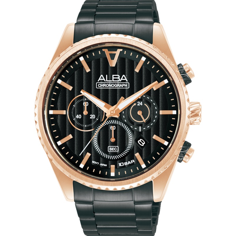 Alba Sports Chronograph Black Dial Mens Watch AT3H80X