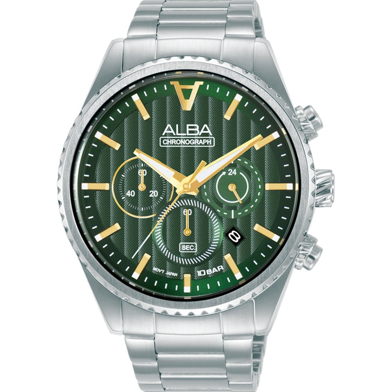 Alba Sports Chronograph Green Dial Mens Watch AT3H85X
