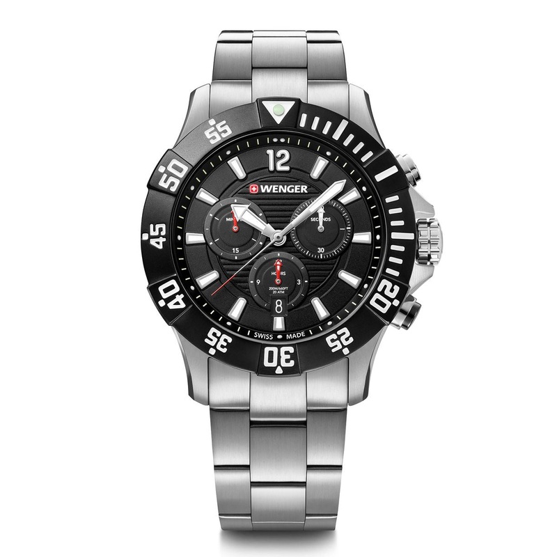 Wenger Seaforce Chrono Black Dial Stainless Steel Watch 01.0643.117