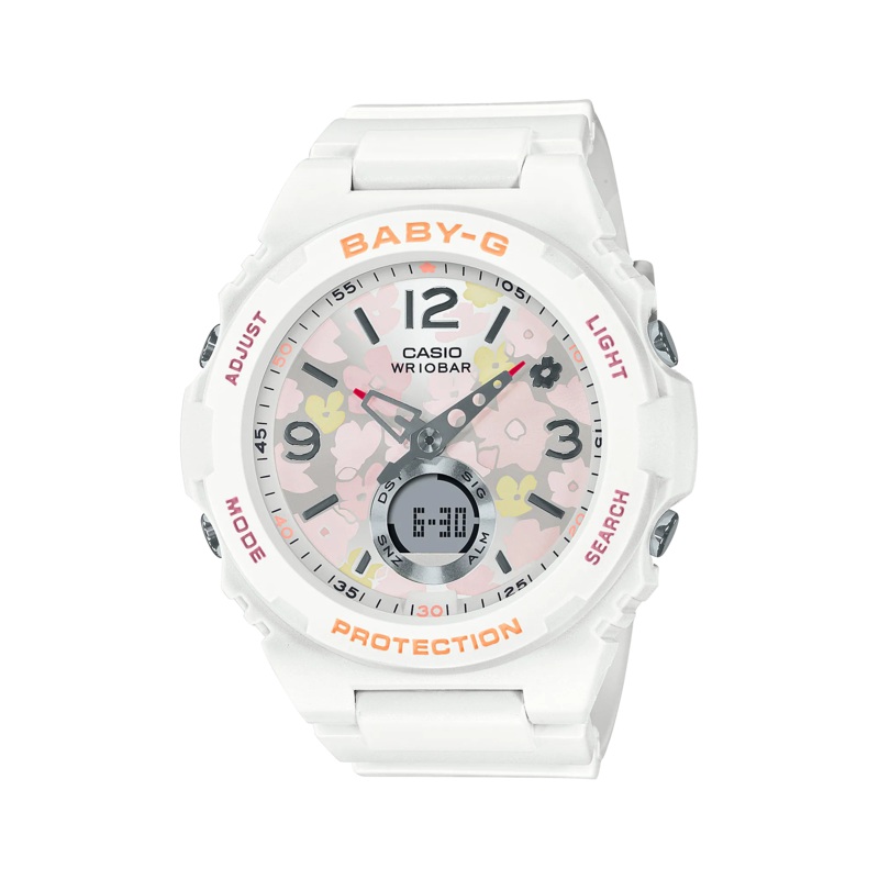 Baby-G Floral Dial White Resin Band Watch BGA260FL-7A