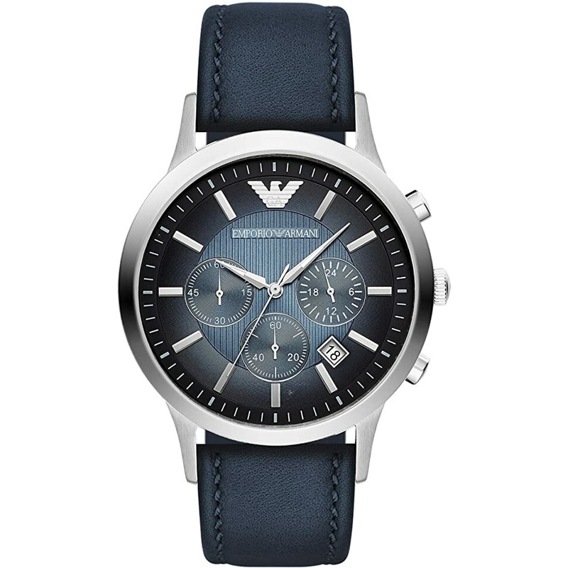 Armani Emporio Men’s Blue Chronograph Watch with Leather Strap AR2473