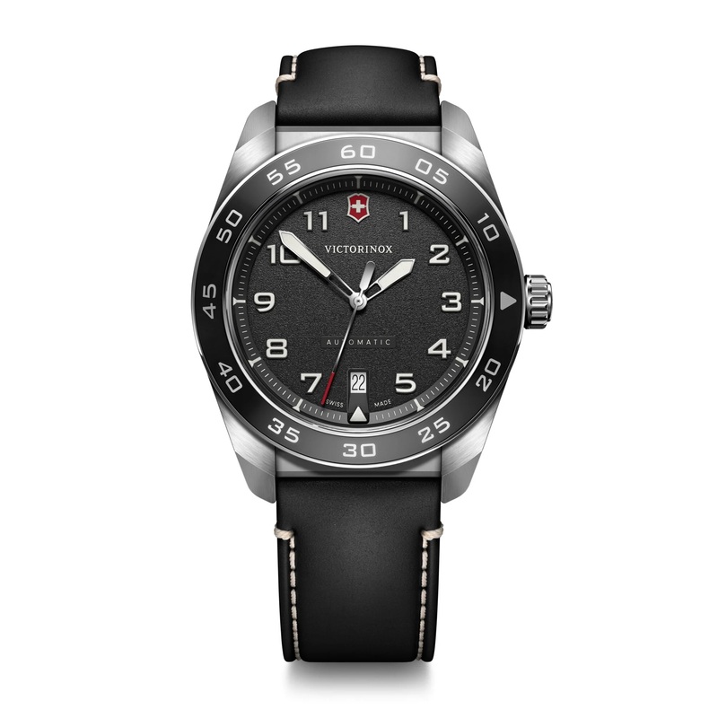 Victorinox Swiss Army Automatic Black Dial and Leather Band Mens Watch 242044