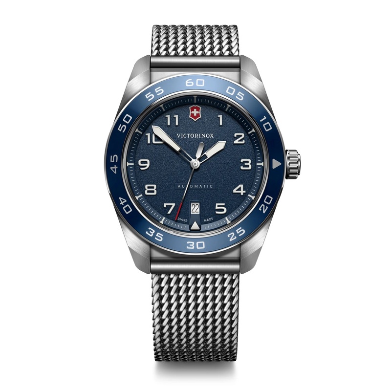 Victorinox Swiss Army Automatic Blue Dial Mesh Stainless Steel Band Mens Watch 242045